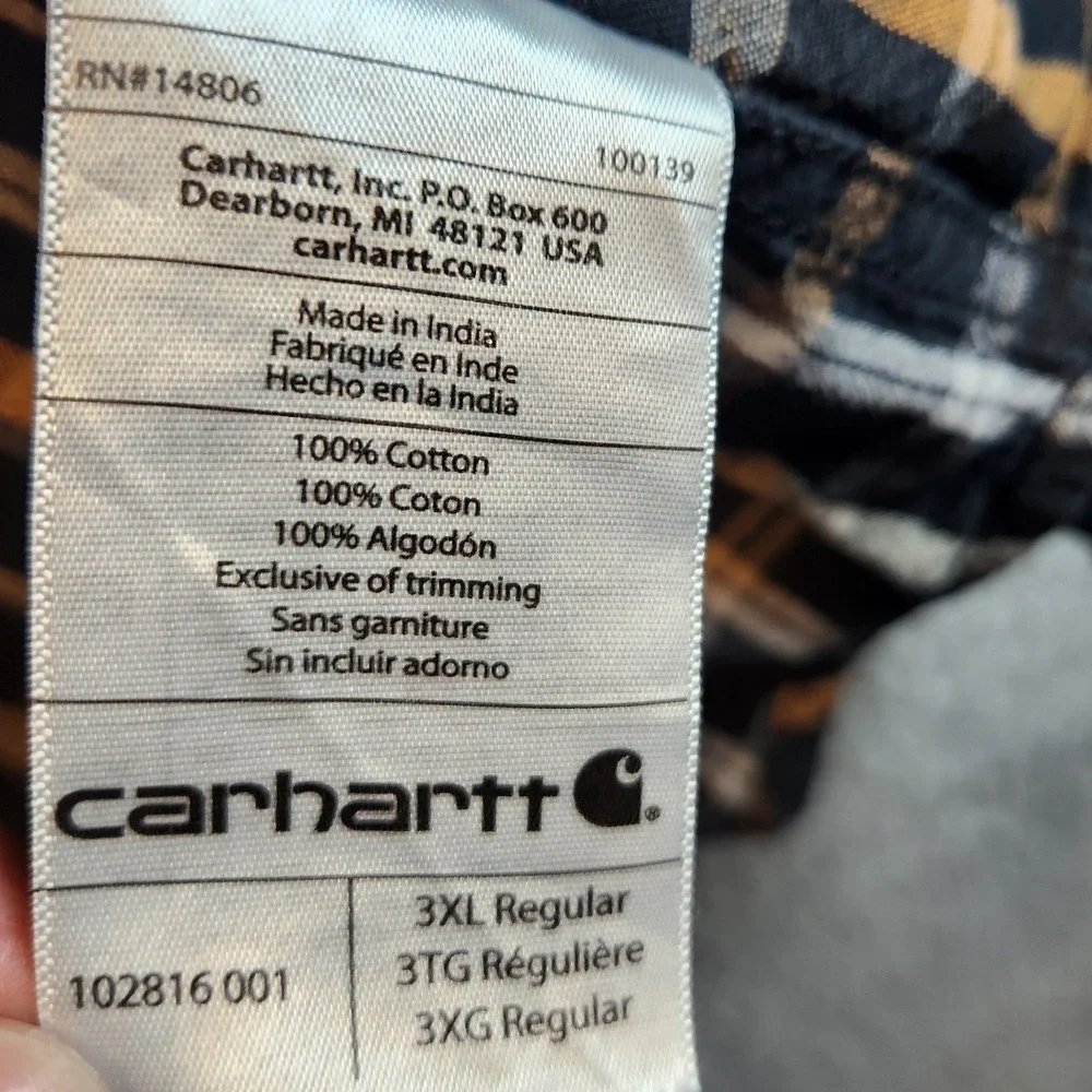 Carhartt Shirt‎ Mens 3XL Multicolor Relaxed Fit Plaid Cotton Pockets Button Down